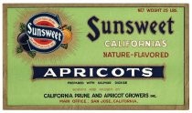 Sunsweet brand apricots fruit crate label