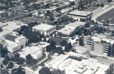 Aerial view of the Chapman College campus, Orange, California