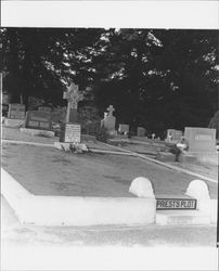 Grave of Rev. James Kiely and others at Petaluma Calvary Cemetery, Petaluma, California, 1968