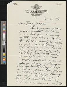 Hamlin Garland, letter, 1936-11-02, to A. Gaylord Beaman