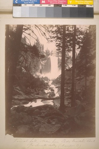 Vernal fall--taken from Lady Franklin Rock. Yo Semite [i.e. Yosemite] Valley (Mariposa Co.). [No.] 38. Vernal de Lady Franklin