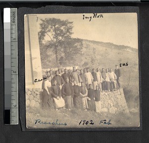 The Rev. and Mrs. E. H. Smith with a group of Chinese preachers, Ing Tai, Fujian, China, 1902
