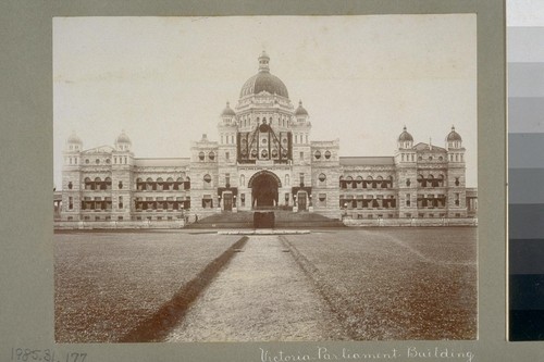 Victoria [British Columbia, Canada]. Parliament Building. [Decorated for mourning.]