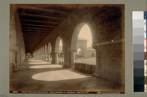 Arcade, West side looking North. Leland Stanford, Jr. University. Palo Alto, Cal. 5364. [Photograph by Isaiah West Taber.]