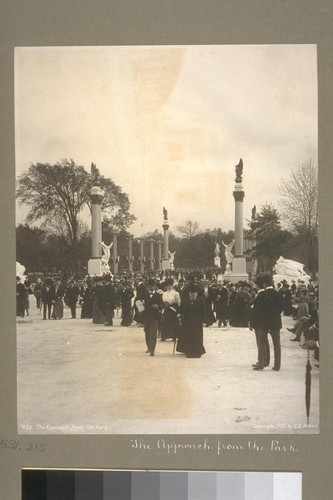 The Approach from the Park. 458. [Pan-American Exposition, Buffalo, New York. Copyright 1901. Photograph by C.D. Arnold.]