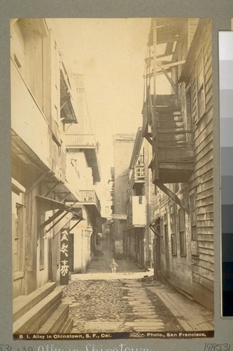 Alley in Chinatown, S.F. [San Francisco], Cal. B 1. [Photograph by Isaiah West Taber.]