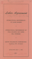 Labor Agreement. International Brotherhood of Paper Makers, International Brotherhood of Pulp, Sulphite, and Paper Mill Workers. Crown Zellerbach Corporation, Carthage, N.Y., Division, Effective July 1, 1954