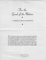 For the Good of the Nation: A Federal Fiscal Program. National Association of Manufacturers