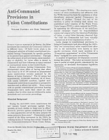 Anti-Communist Provisions in Union Constitutions, by William Paschell and Rose Theodore. From the Monthly Labor Review, October 1954