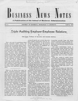 Triple Auditing Employer-Employee Relations, by Dale Yoder. Business News Notes: A Publication of the School of Business Administration, No. 2, University of Minnesota, March 1952