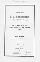 Address of L.S. Buckmaster. Social and Economic Implications of the Pension Drive. Nov. 22, 1949