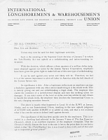 International Longshoremen's and Warehousemen's Union, Memorandum to All Unions, Re: Supreme Court of the U.S. decision upholding $750,000 judgment obtained by Juneau Spruce Corporation against the union, January 16, 1952