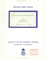 Salient Dimensions of Organizational Structures, by J.C. Bourgeois and J.P. Siegel. University of Toronto, Faculty of Management Studies, Working Paper Series, Working Paper 74-03