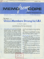 Memo from COPE, Union Members Strong for LBJ, by Alexander E. Barkan, No. 16-67, August 7, 1967