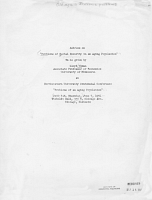 Address on "Problems of Social Security in an Aging Population" to be given by Lloyd Ulman, Associate Professor of Economics University of Minnesota at Northwestern University Centennial Conference "Problems of an Aging Population", June 7, 1951