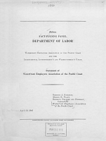 Statement of Waterfront Employers Association of the Pacific Coast, Before Fact-Finding Panel, Department of Labor, April 29, 1946