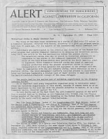 Alert Against Communism in California. Confidential to Subscribers, No. 43, September 20, 1948. Jacoby and Gibbons and Associates, Anti-Subversive Public Relations Specialists