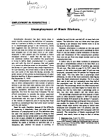 Employment in Perspective: Unemployment of Black Workers. U.S. Department of Labor, Bureau of Labor Statistics, October 1972. BLS Report 416