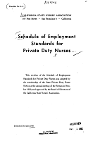 Schedule of Employment Standards for Private Duty Nurses, by California State Nurses' Association. Pamphlet No. 8-3, December 1950