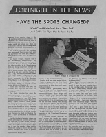 "Have the Spots Changed?: West Coast Waterfront has a 'New Look' and CIO's Tim Flynn has Reds on the Run," Fortnight, April 1, 1949