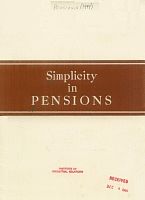 Simplicity in Pensions, by Old Colony Trust Company, allied with First National Bank of Boston, Massachusetts