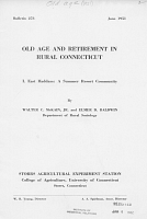 Old Age and Retirement in Rural Connecticut. I. East Haddam: A Summer Resort Community. Bulletin 278, June 1951