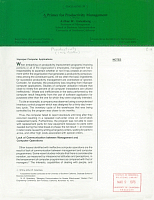 Professor of Labor Management, A Primer for Productivity Management, by Arthur W. Gutenberg. California Institute of Technology, Industrial Relations Center, School of Business Administration, University of Southern California, February 1976. Circular No. 39