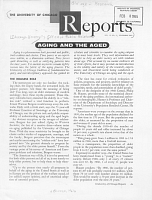 University of Chicago Reports. Vol. 12. No. 2. November 1961. Aging and the Aged