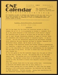 ONE calendar 33/1-10 (1985)