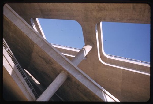 Four level interchange of the Hollywood Freeway, Santa Ana Freeway, Harbor Freeway, and Arroyo Seco Parkway