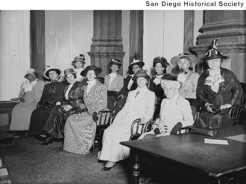 A group of women in a courtroom serving on a jury