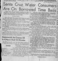 Santa Cruz Water Consumers are on Borrowed Time Basis