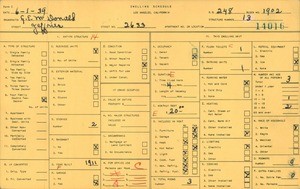 WPA household census for 2633 JEFFERIES AVE, Los Angeles