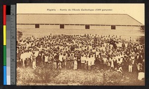 Students outside of a school, Nigeria, ca.1920-1940