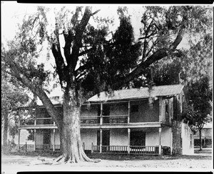 Exterior view of the home of Diego Sepulveda on the Rancho Los Palos Verdes in San Pedro, Los Angeles, ca.1890