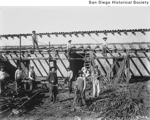 Workers at the reconstruction of Ramona's Marriage Place