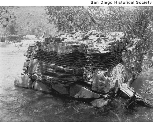 View of the masonry work of the Old Mission Dam