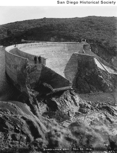 View of the break in Sweetwater Dam