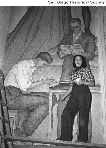 Belle Baranceanu working on a WPA mural entitled the Seven Arts