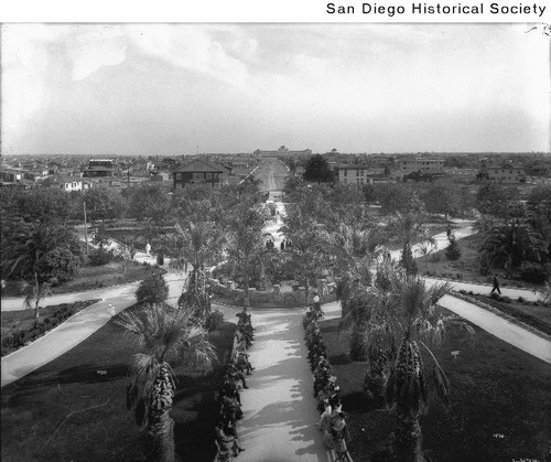 View of Mission Cliff Gardens and University Heights looking south down North Avenue