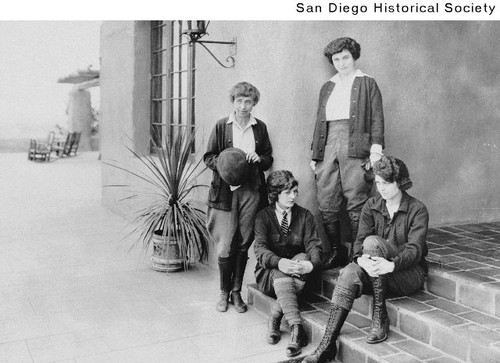 Architect Lilian Rice and three other women on the steps of the La ...