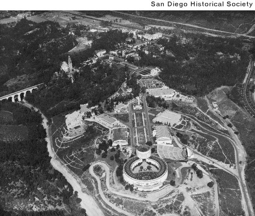 Aerial view of Balboa Park from the Ford Building, looking northeast