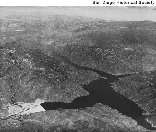 Aerial view of the El Capitan dam and reservoir