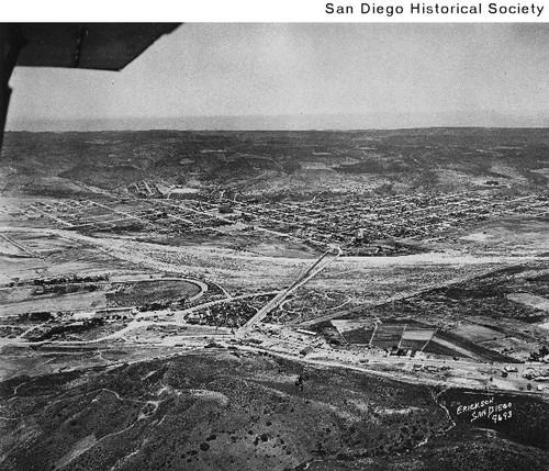 Aerial view of border area around Tijuana