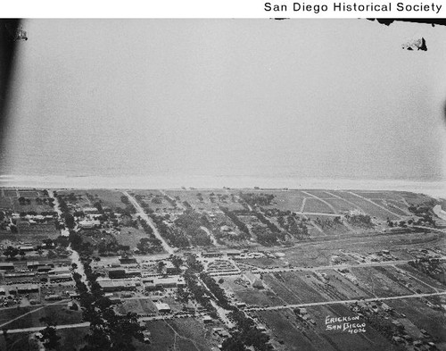 Aerial view of Carlsbad looking west toward the Pacific Ocean