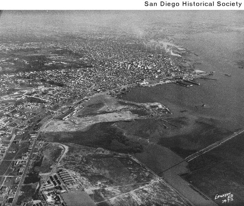 Aerial view of San Diego looking south