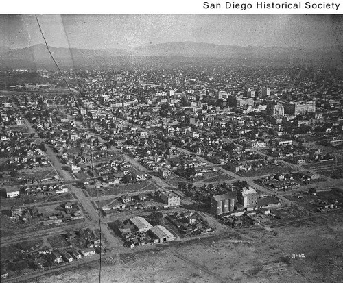 Aerial view of San Diego looking east