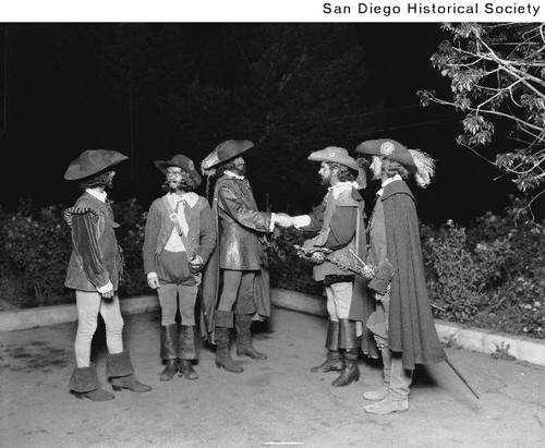 Actors portraying Spanish soldiers during the dedication ceremony of the Serra Museum and Presidio Park