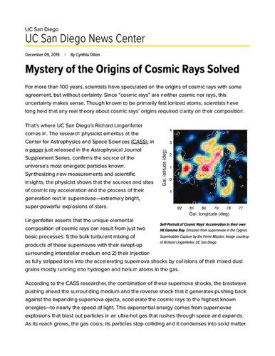 Mystery of the Origins of Cosmic Rays Solved