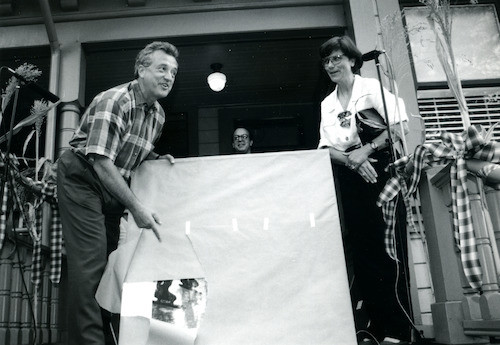 Neil Hoffman and Tecoah Bruce at Hoffman’s going away party, 1993